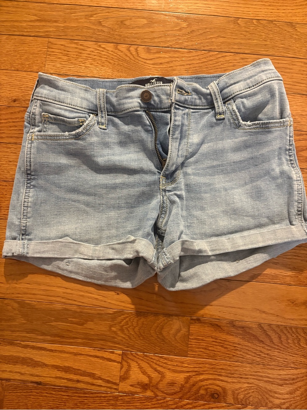 Hollister Pale Blue Rolled-Hem Denim Shorts